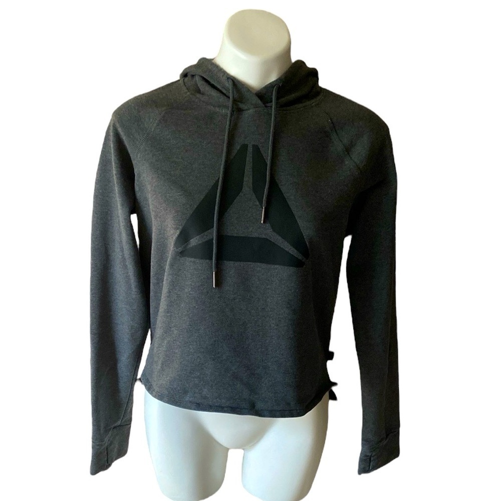 Reebok Women’s Dark Gray Logo High Low Hoodie Size Athleisure Loungewear Size L